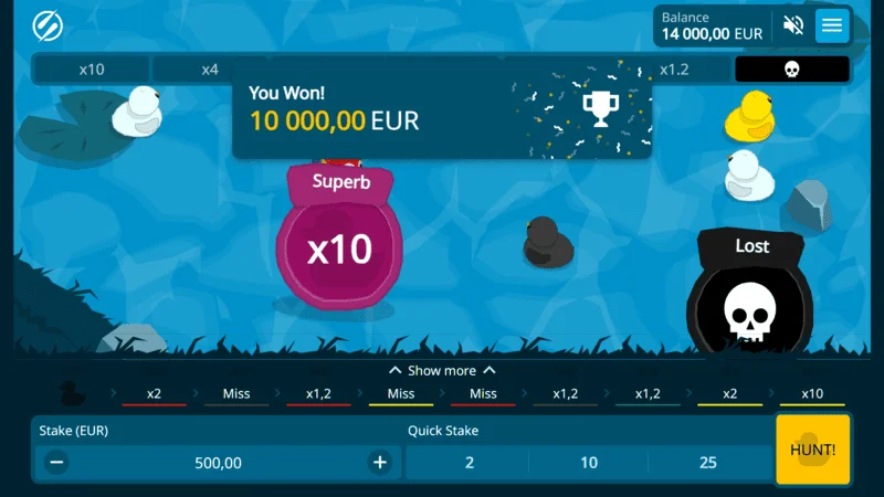 Exploding Ducks – Großer Gewinn mit x10 Multiplikator